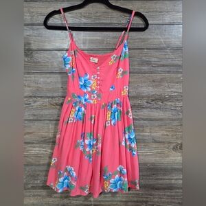 Hollister Coral Pink Lined Floral Top Size Small